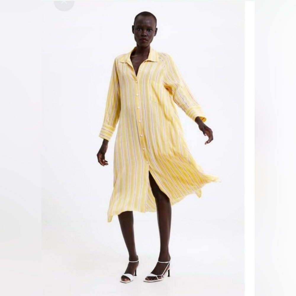 ZARA Yellow Striped Dress size XS
